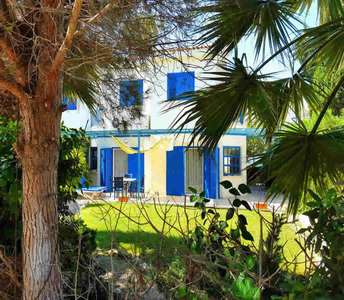 Просторный озеленённый задний двор дома в районе Ларнака, с медитеранским стилем