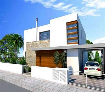 Modern home in the Dhekelia tourist area, blending stone and wood accents with large windows and clean architectural lines