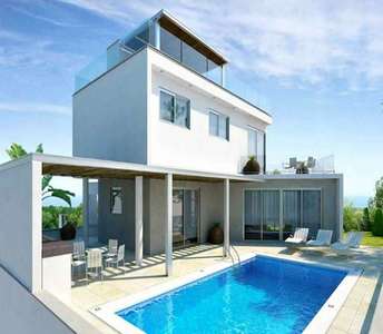 House in Famagusta province with sleek design, private pool, and BBQ area