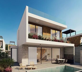 Stylish two-storey detached house in Paphos district with private pool and rooftop garden