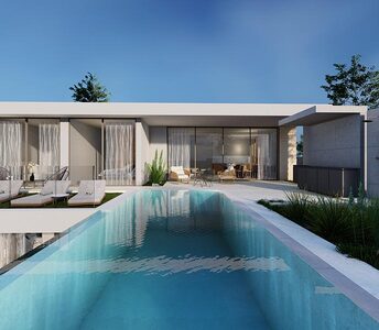 Νεόδμητη βίλα στην περιοχή Θαλασσινές Σπηλιές με εντυπωσιακή αρχιτεκτονική, ιδιωτική πισίνα και μεγάλο εξωτερικό χώρο