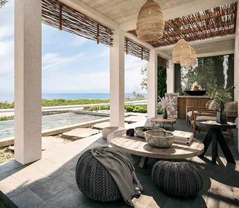Seafront luxury house in Argaka village with Mediterranean views and natural stone details